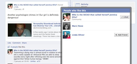 Marci Rose 'Likes' a Link to My Blog That Says She's a Psychopath!